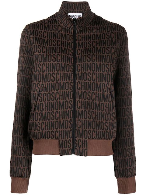 Moschino logo-print zipped sweatshirt 