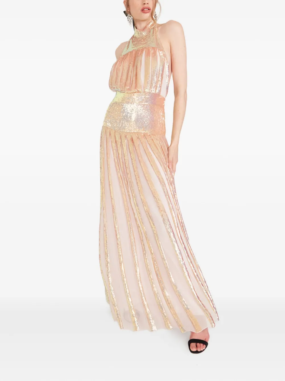 Temperley London Filigree sequin-embellished pleated dress Roze