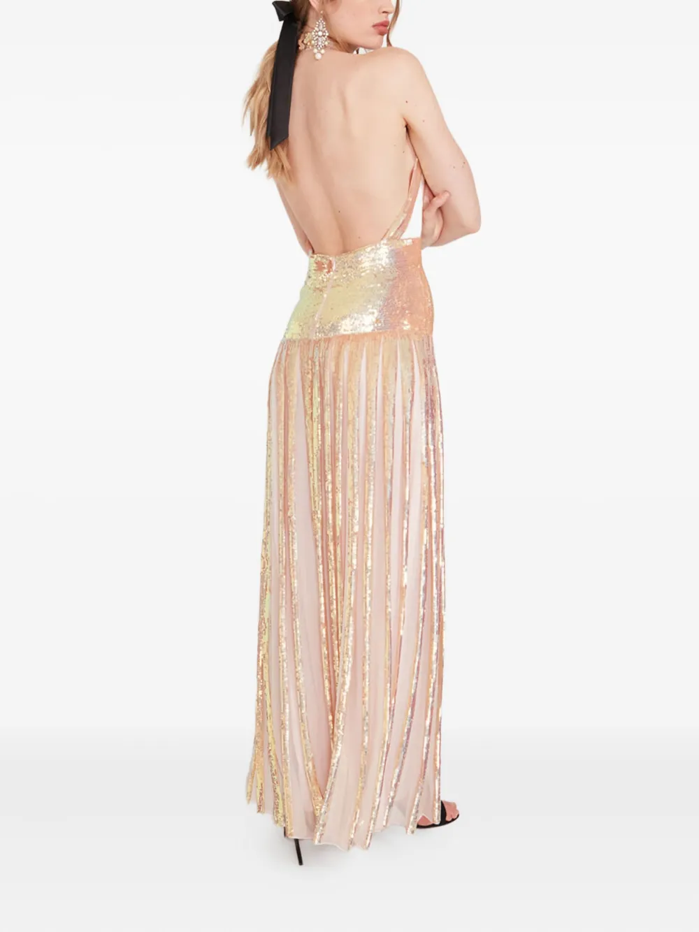 Temperley London Filigree sequin-embellished pleated dress Roze
