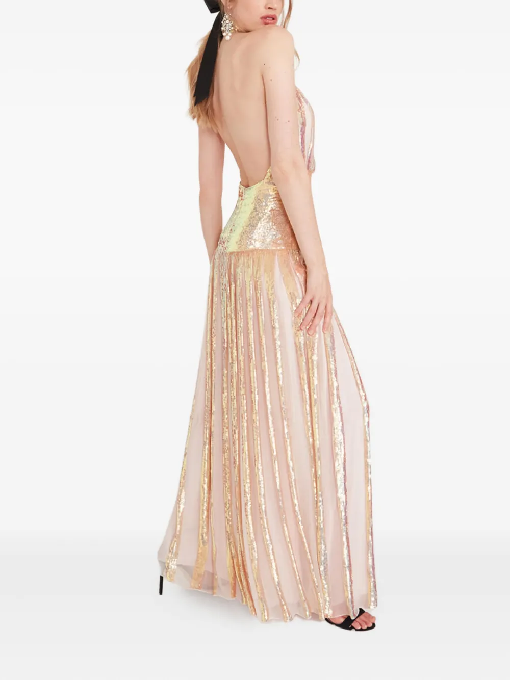 Temperley London Filigree sequin-embellished pleated dress Roze