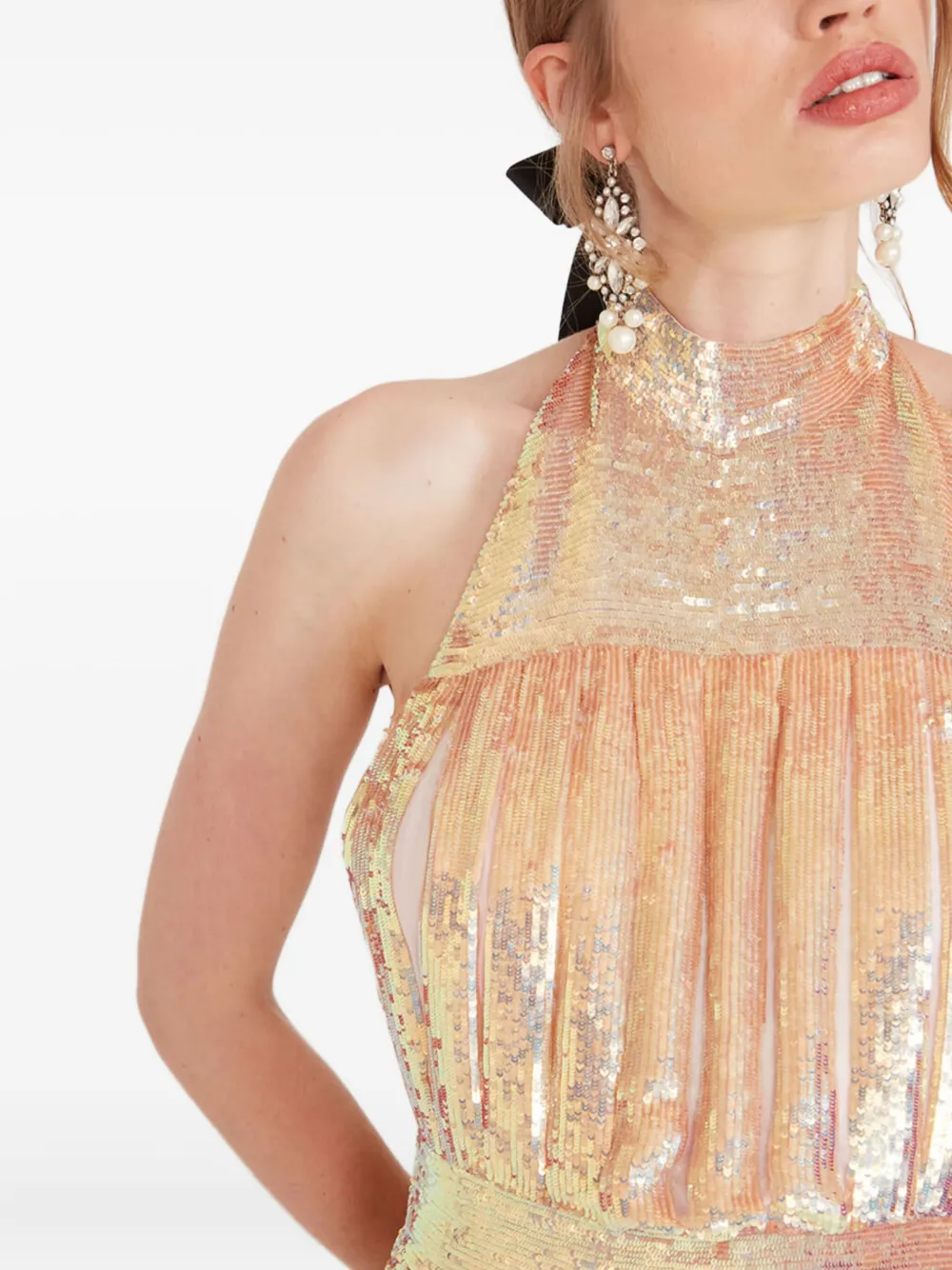 Temperley London Filigree sequin-embellished pleated dress Roze