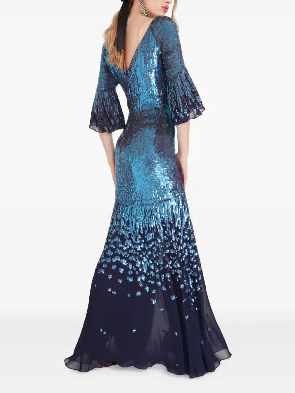 Temperley London Sequin-embellished Evening Dress - Blue Temperley London Sequin-embellished Evening Dress - Blue
