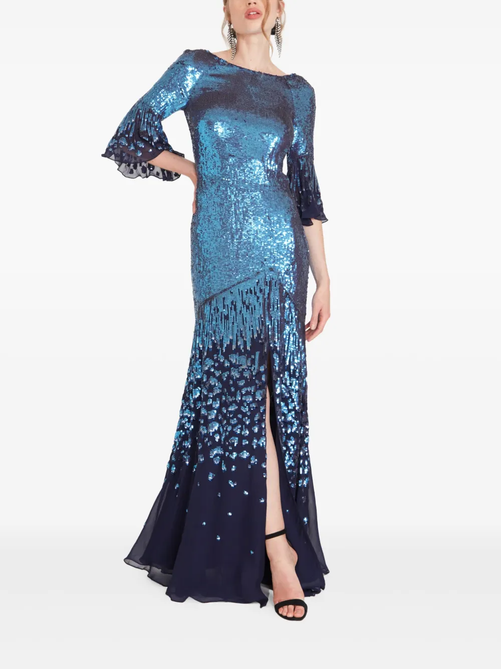 Temperley London Avondjurk verfraaid met pailletten Blauw
