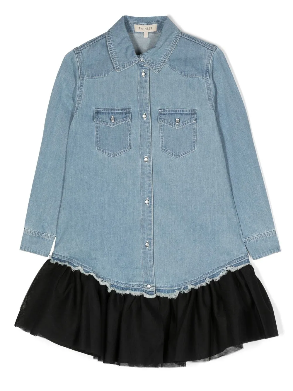 

TWINSET Kids long-sleeve denim dress - Blue