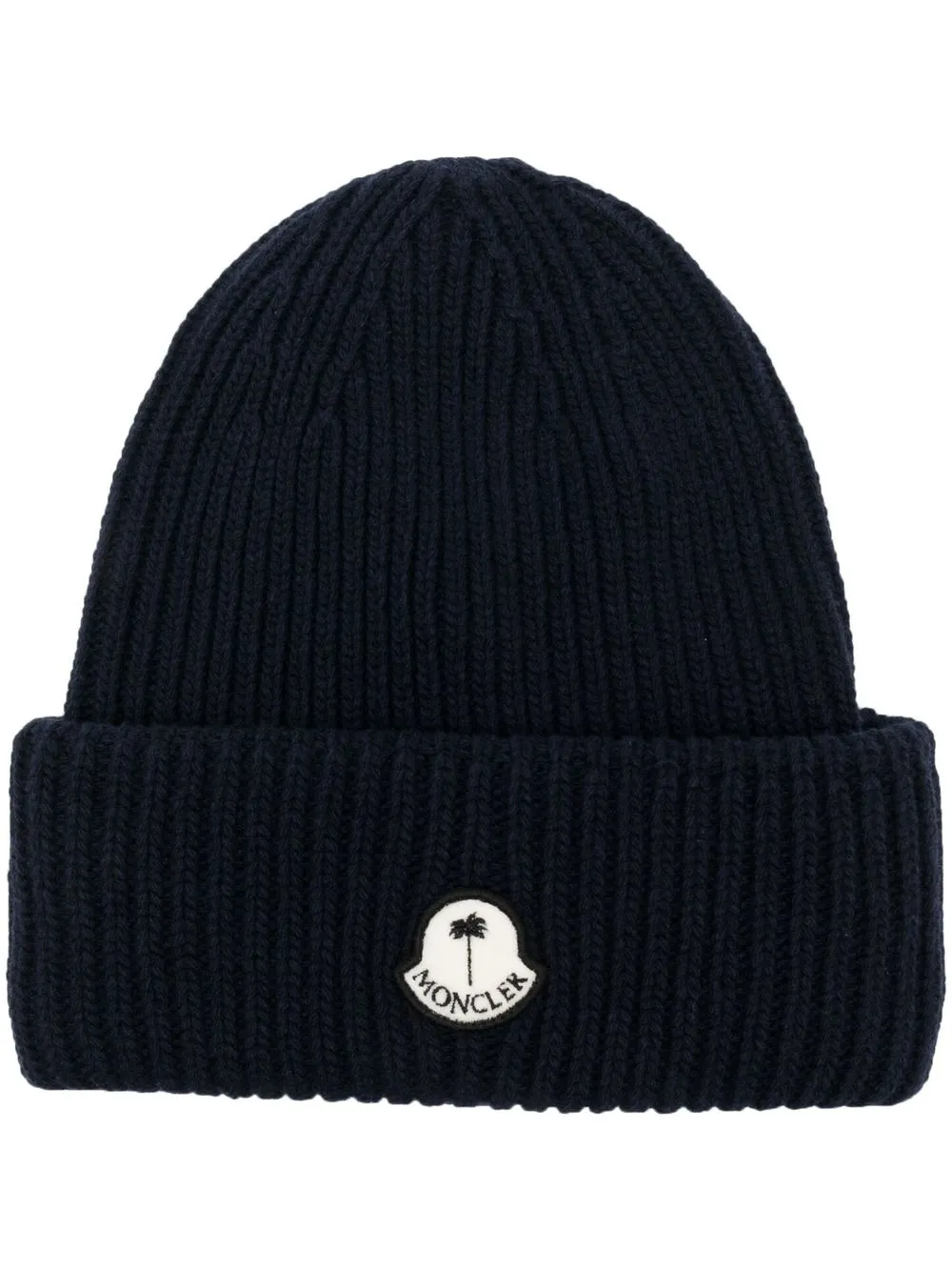 

Palm Angels x Moncler logo-patch wool beanie - Blue