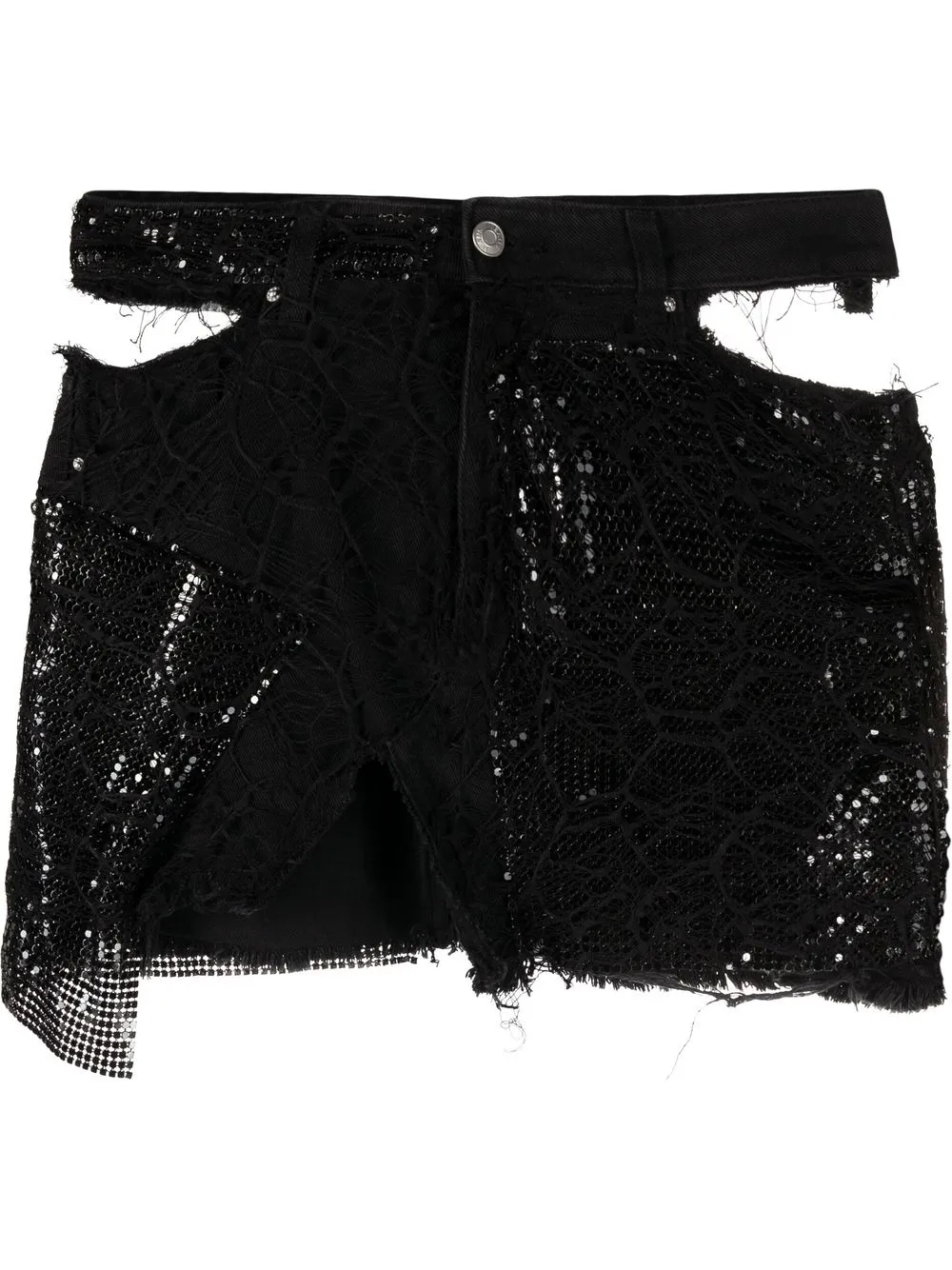 

Loulou ripped-detail sequin-embellished skirt - Black