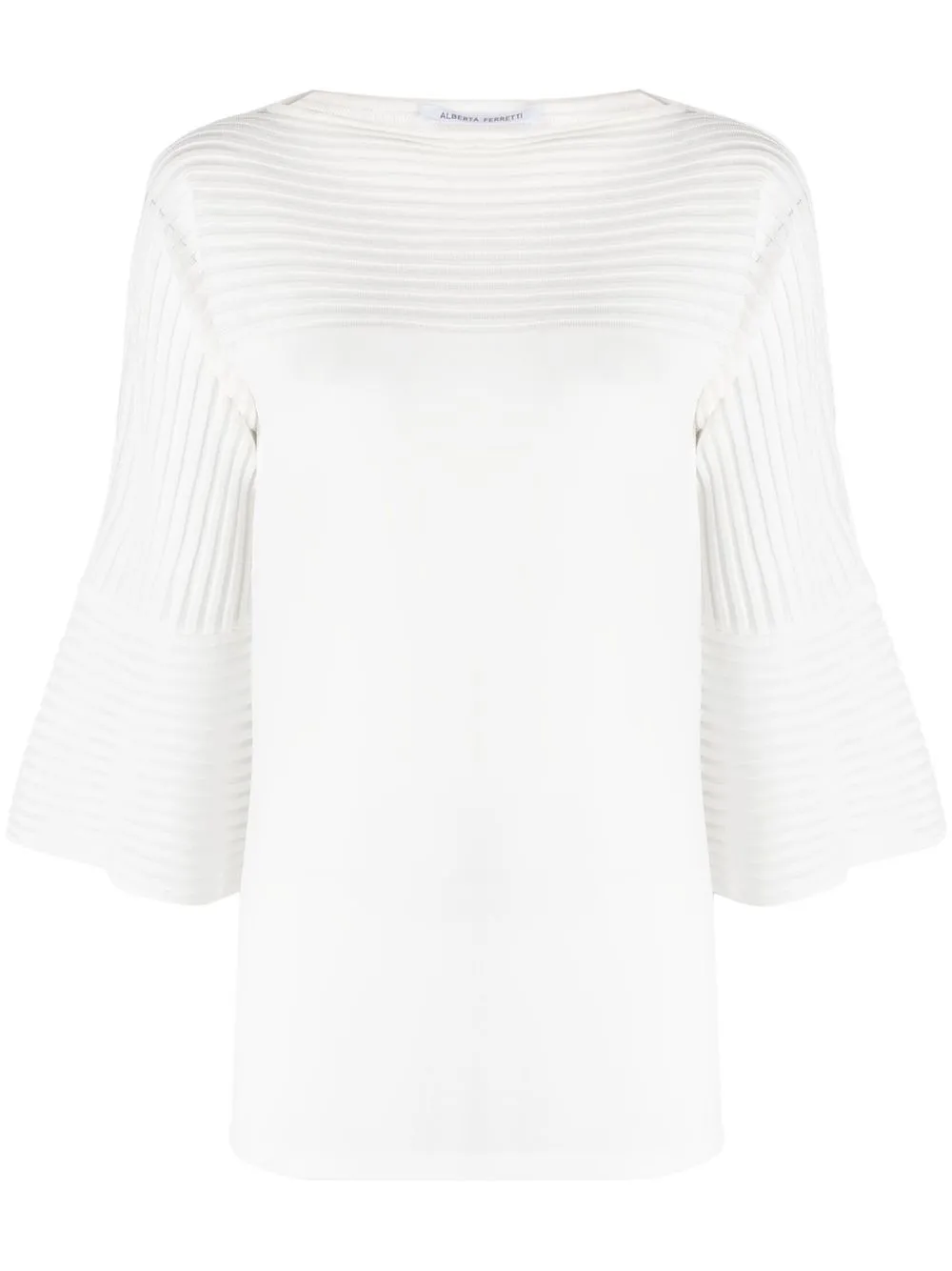 

Alberta Ferretti top tejido a rayas traslúcidas - Blanco