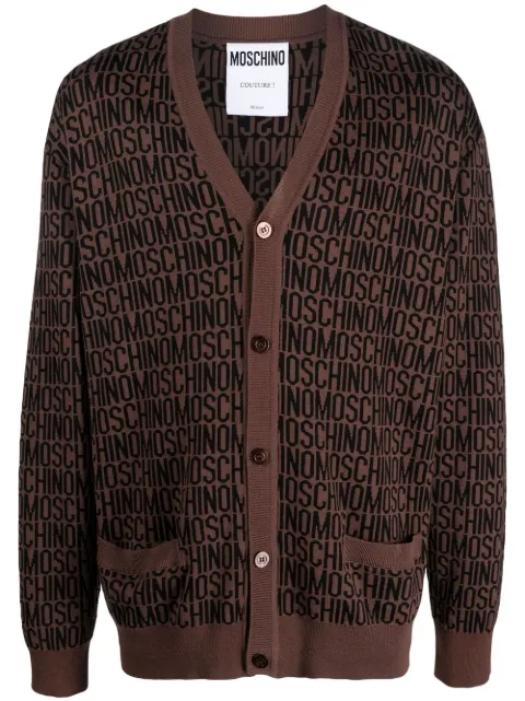 Moschino all-over logo knit cardigan
