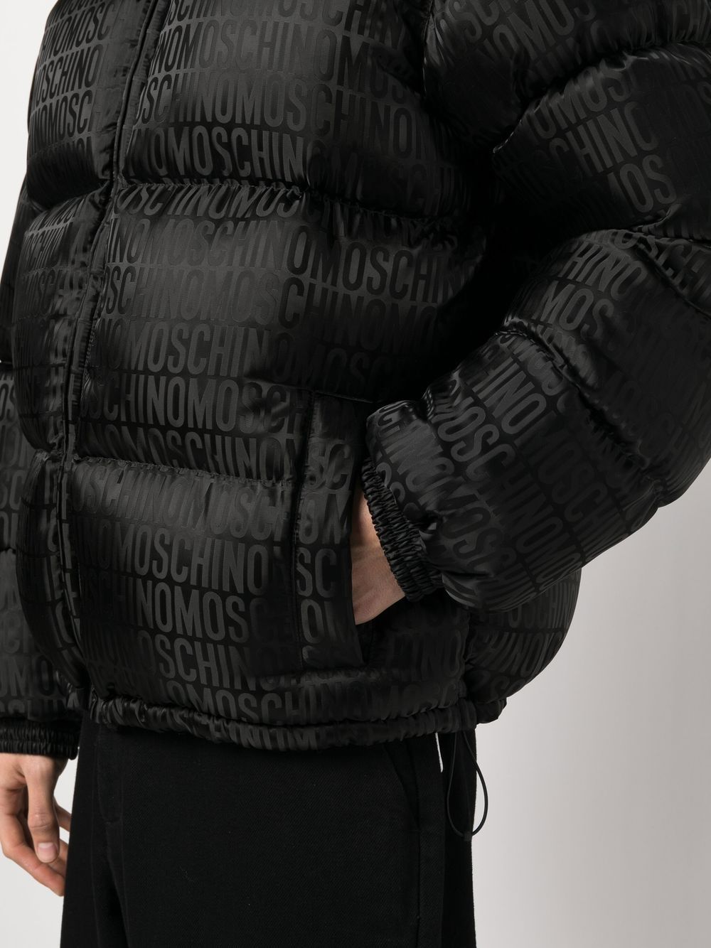 Shop Moschino All-over Logo Print Padded Jacket In Black