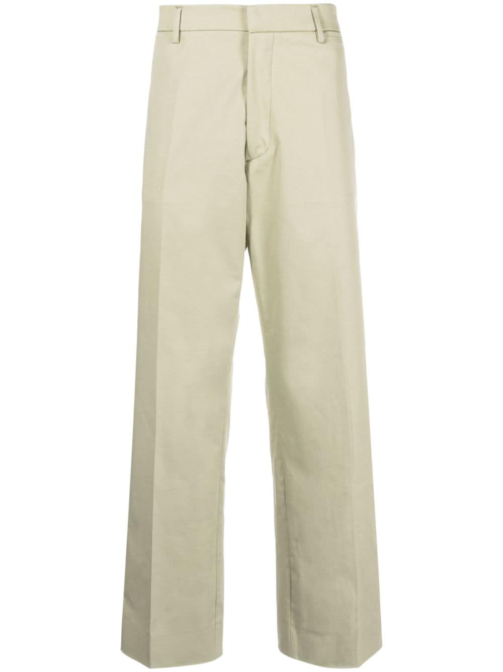 There Was One Straight-leg Cotton Trousers In Green