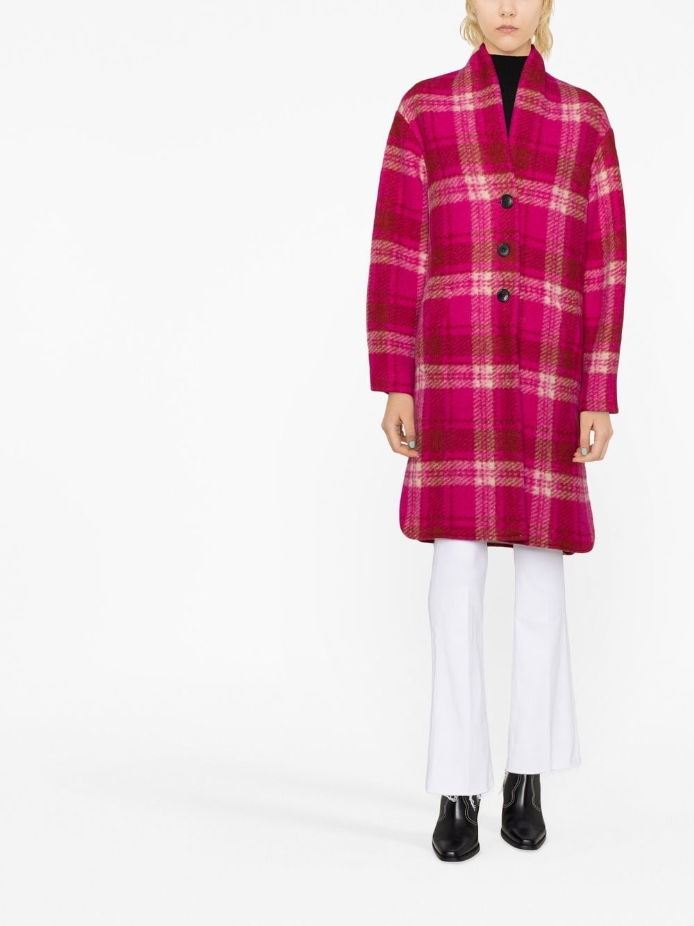Shop Isabel Marant Étoile Single-breasted Checked Coat In Pink