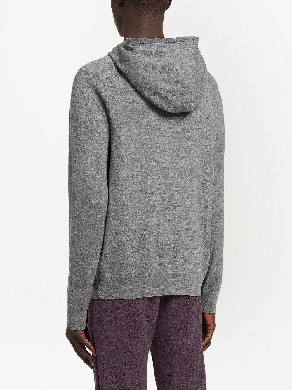 Zegna Melange-effect Knit Hoodie In Gray