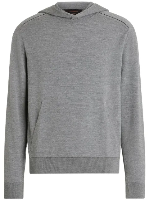 Zegna melange-effect knit hoodie