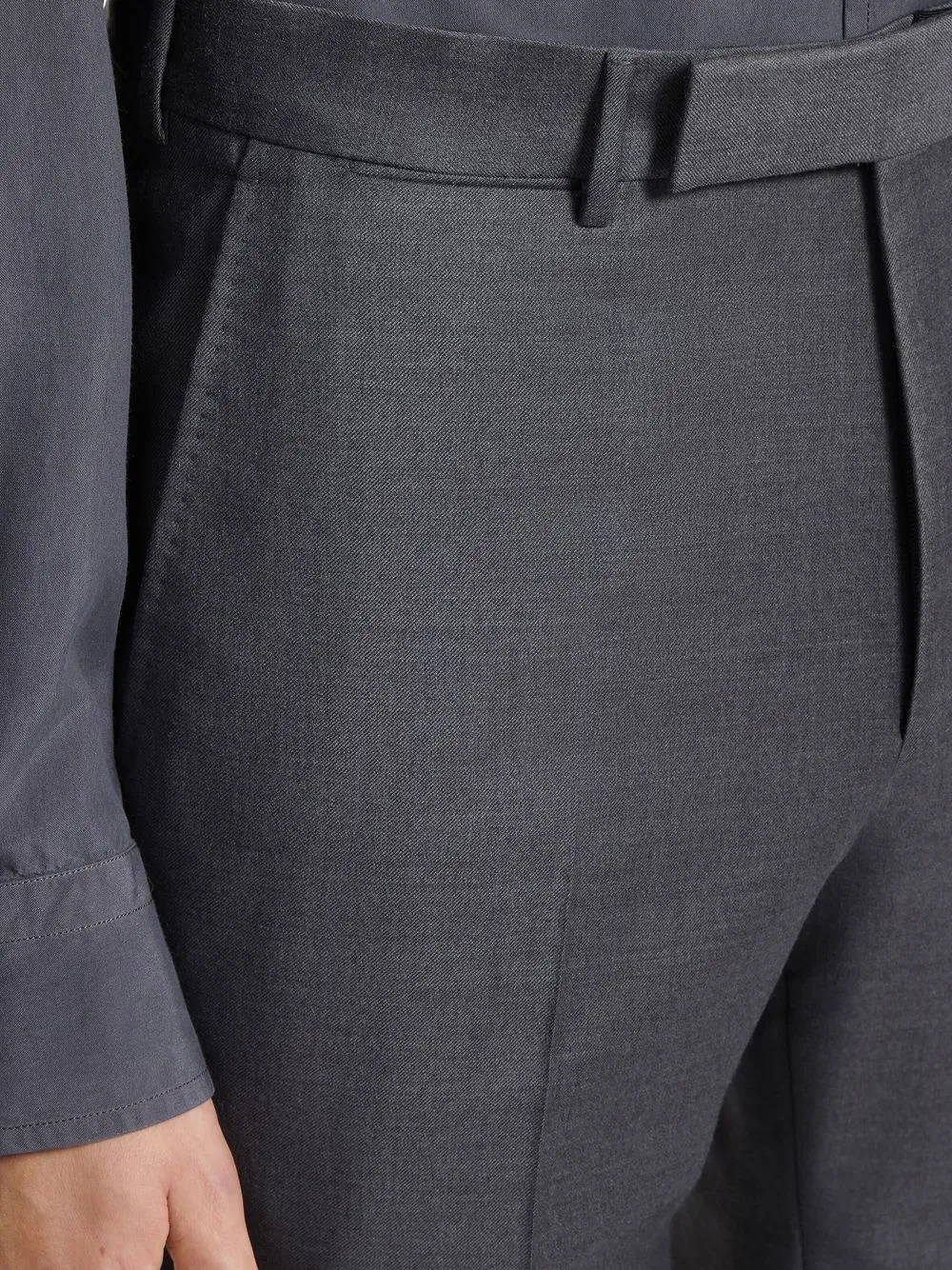 Zegna Slim Tailored-cut Trousers In Grey