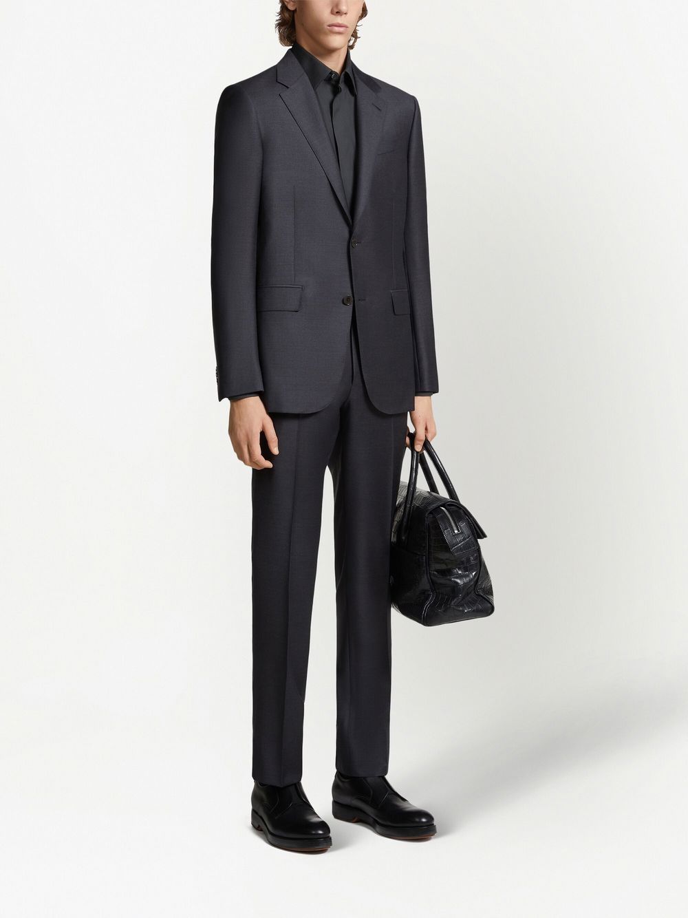 Shop Zegna Trofeo Single-breasted Wool Suit In Grey