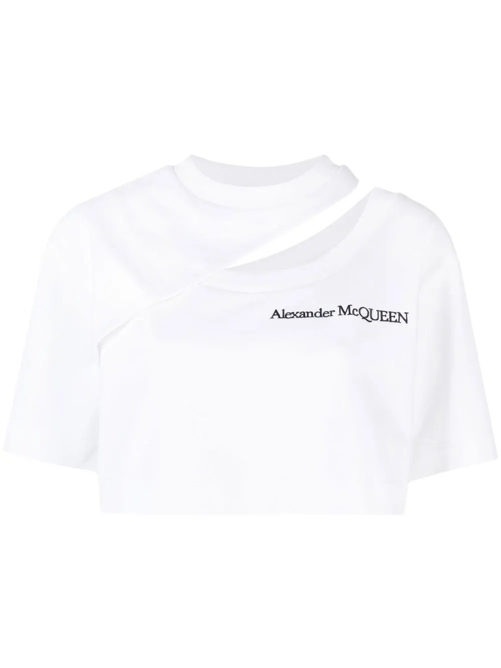 

Alexander McQueen cut-out cropped T-shirt - White