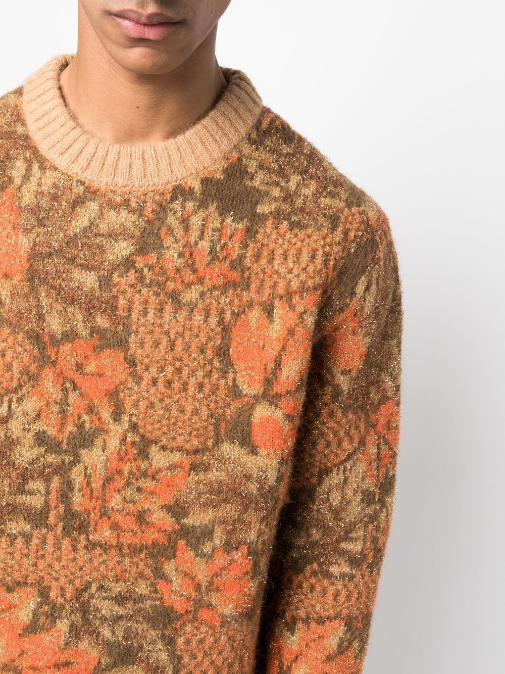 Shop Erl Autumn Leaves Print Jumper In Gold