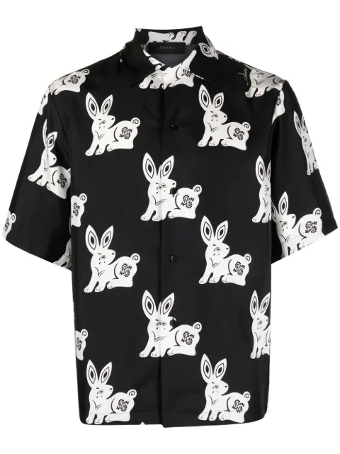 AMIRI camisa de seda con motivo de conejo