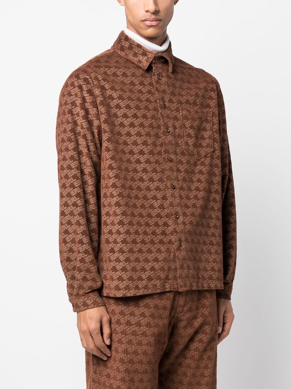 MONOGRAM PAJAMA SHIRT in brown