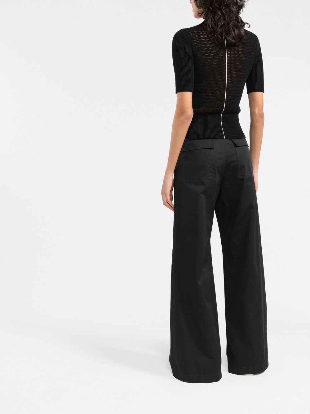Shop There Was One High-waisted Wide-leg Trousers In Black