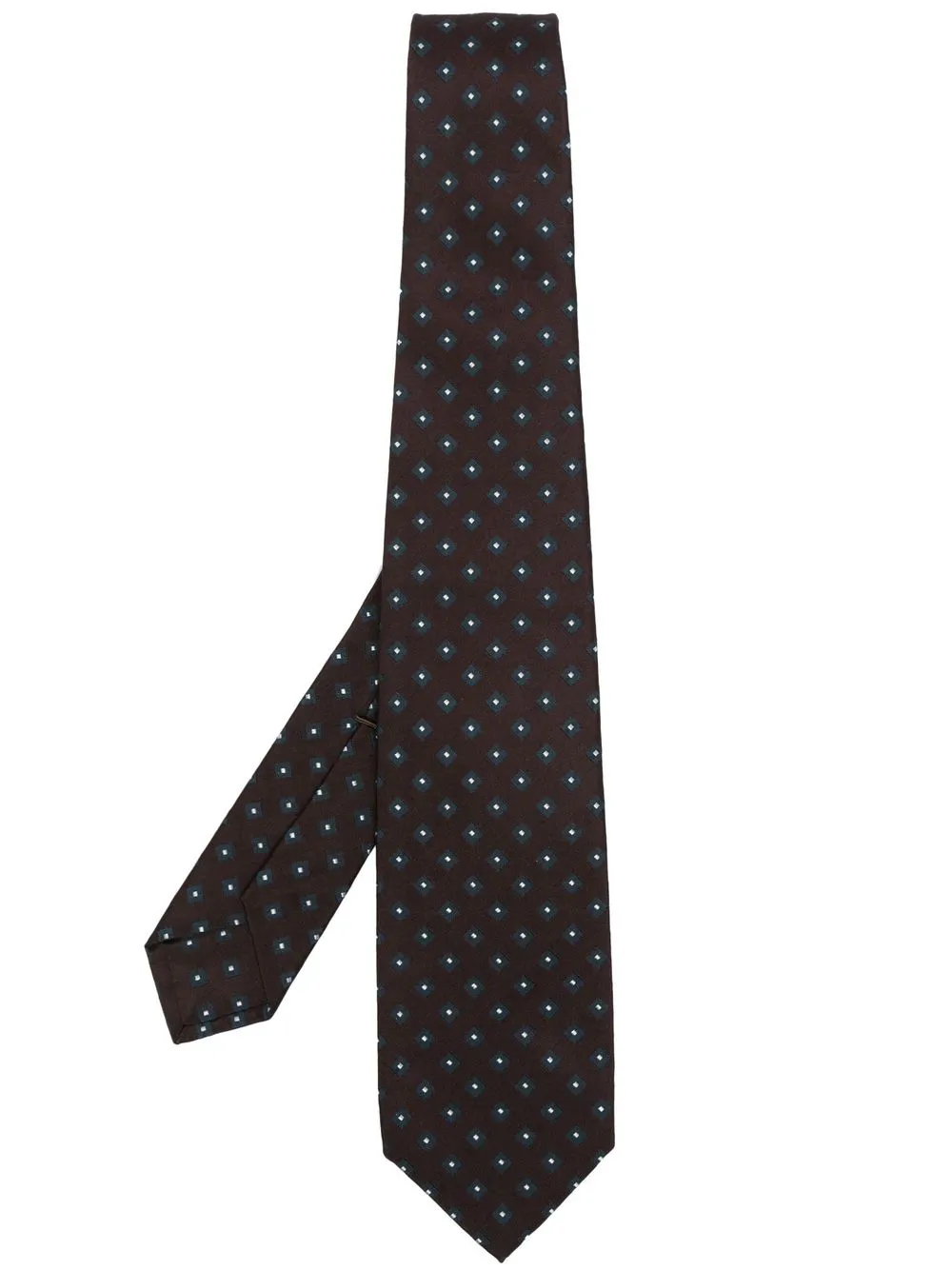 

Barba polka dot embroidery silk tie - Brown