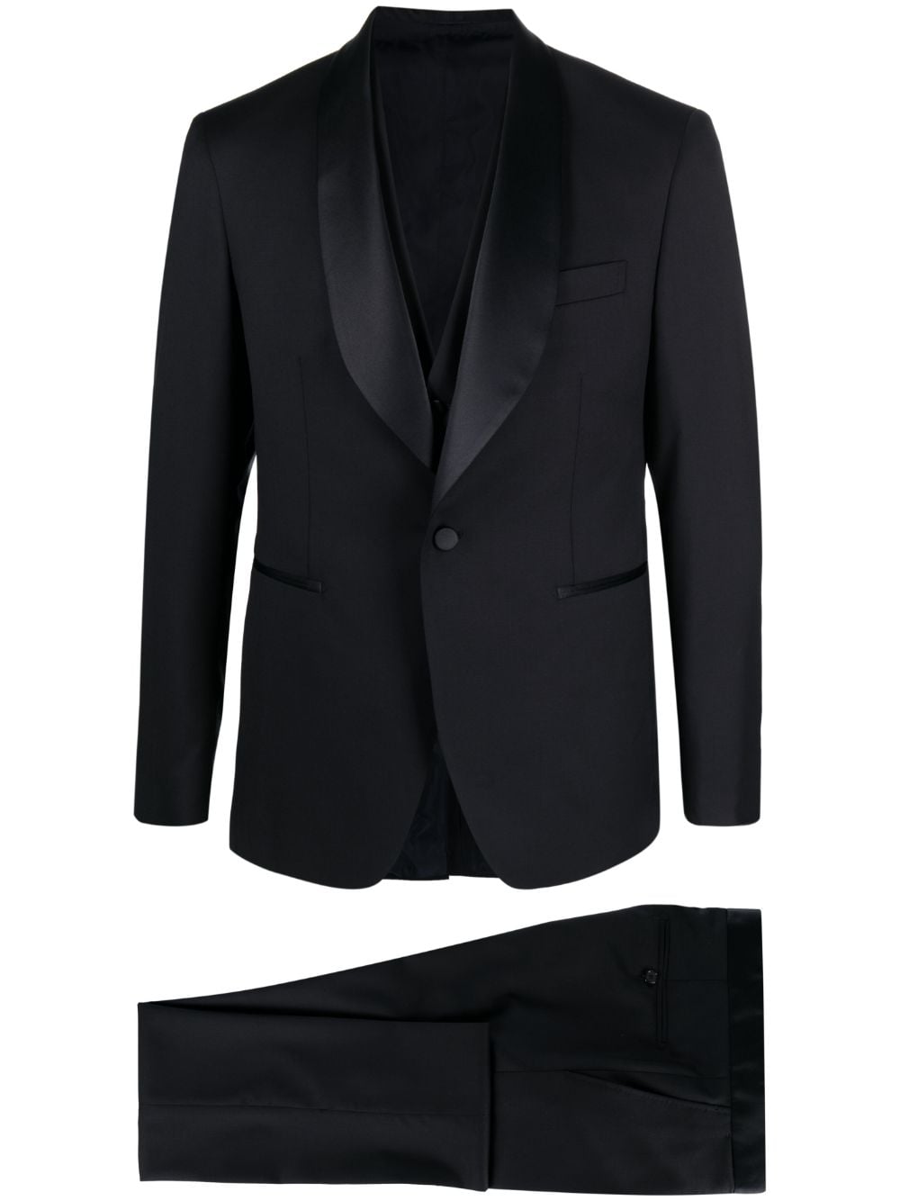 Shop Tagliatore Three-piece Dinner Suit In Blue