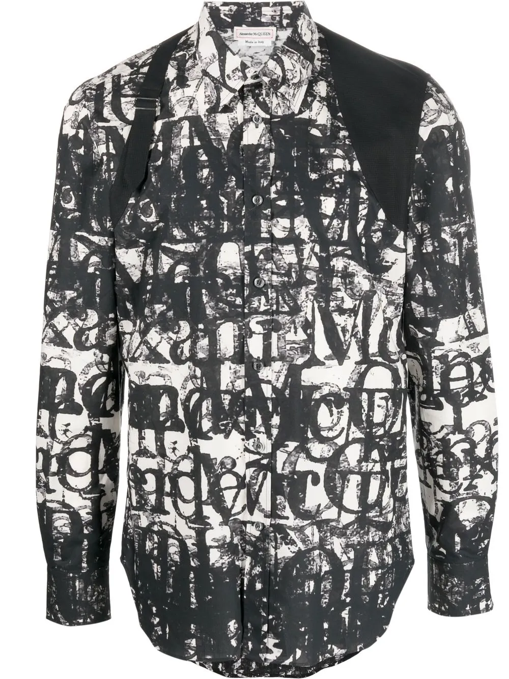 

Alexander McQueen logo graphic print harness shirt - Black