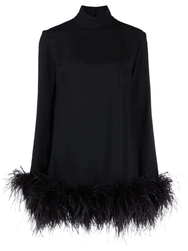 Taller Marmo Gina feather-trim Mini Dress | Black | FARFETCH