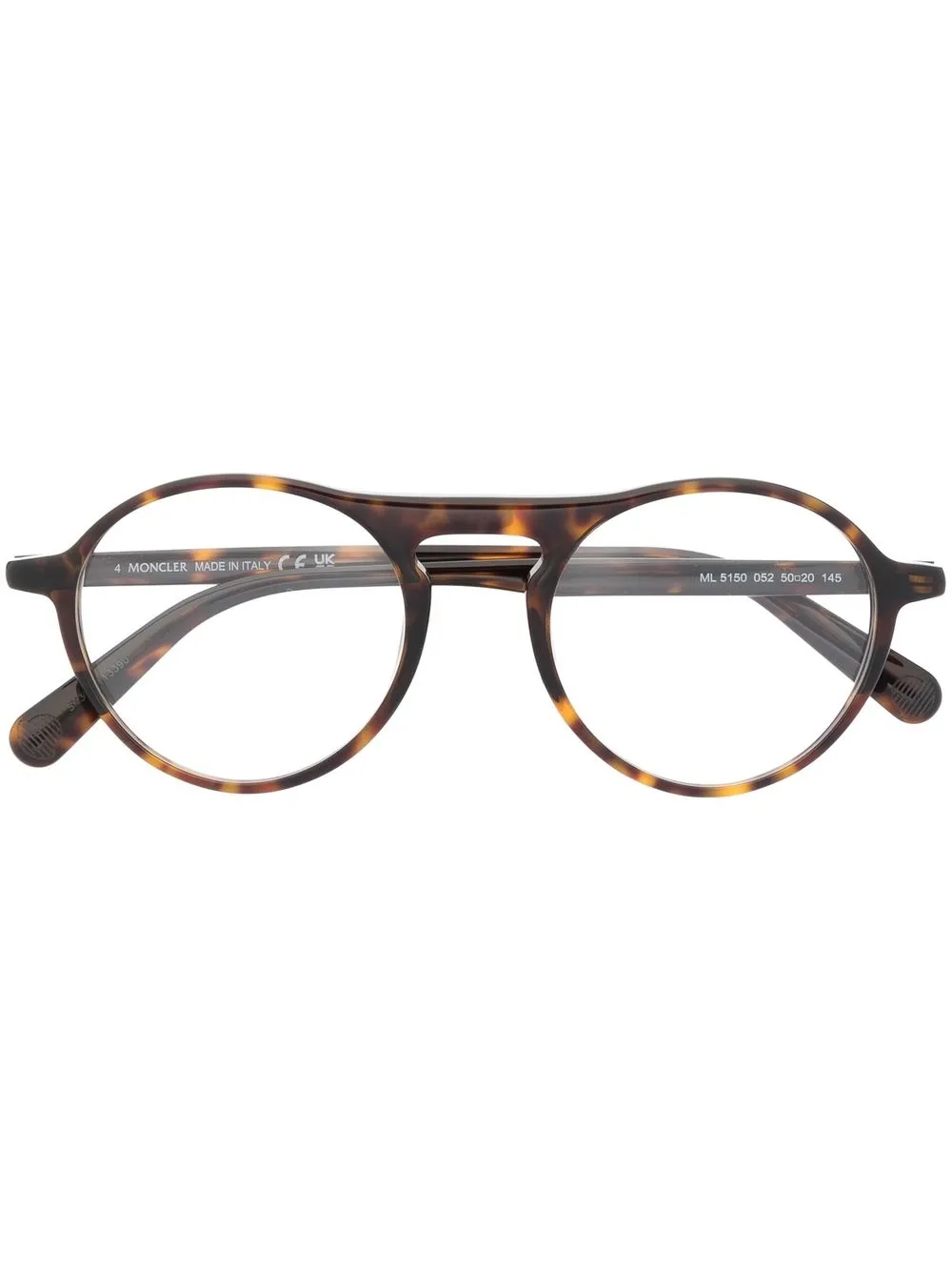 

Moncler Eyewear tortoiseshell-effect round-frame glasses - Brown