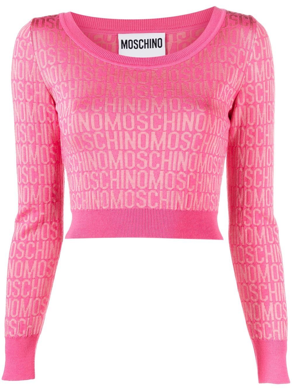 Shop Moschino Monogram-print Cropped Jumper In Pink