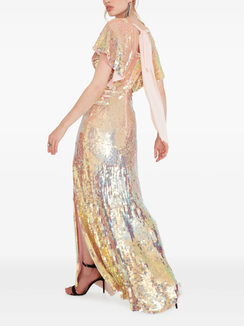 Temperley London Bardot Sequin-embellished Gown In Gold
