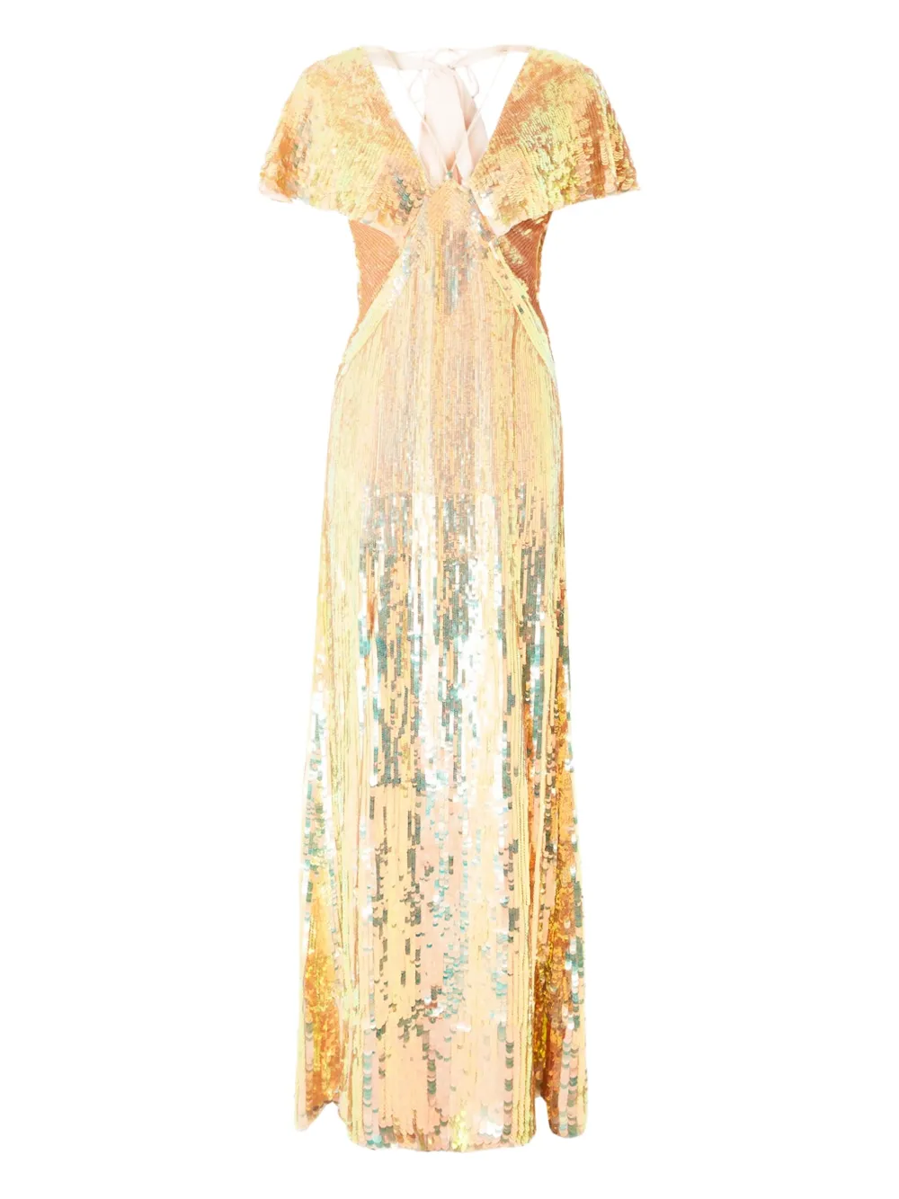 Temperley London Bardot Sequin-embellished Gown In Gold
