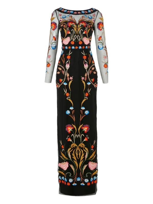 Temperley London floral-embroidered Dress | Black | FARFETCH