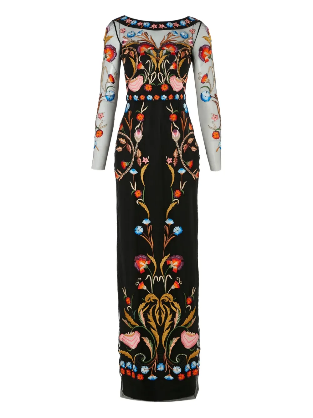 Temperley London floral-embroidered dress Zwart