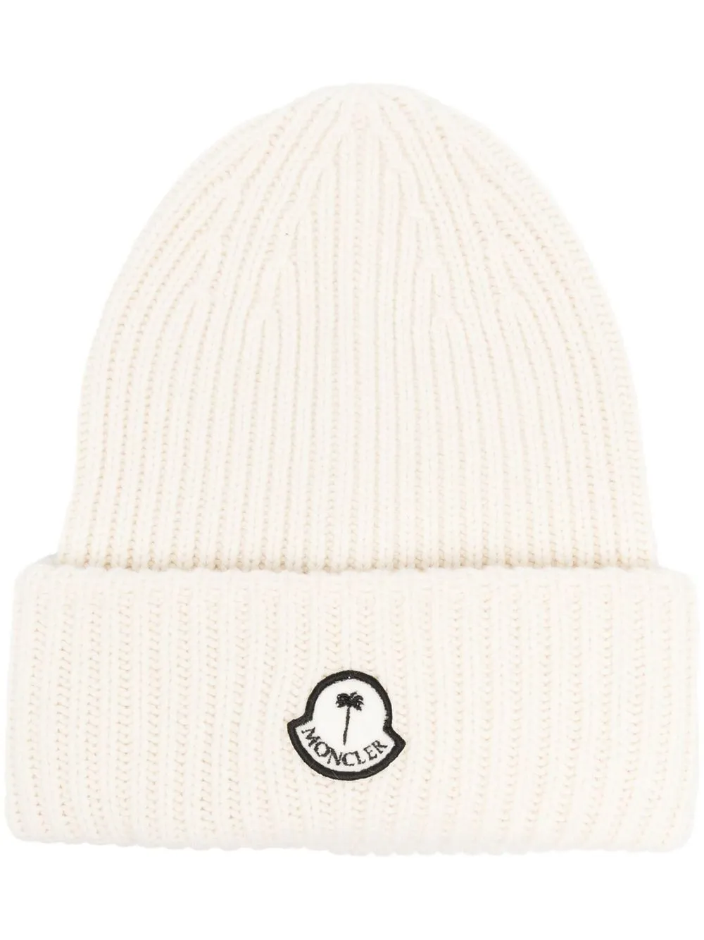 

Palm Angels x Moncler logo-patch wool beanie - White