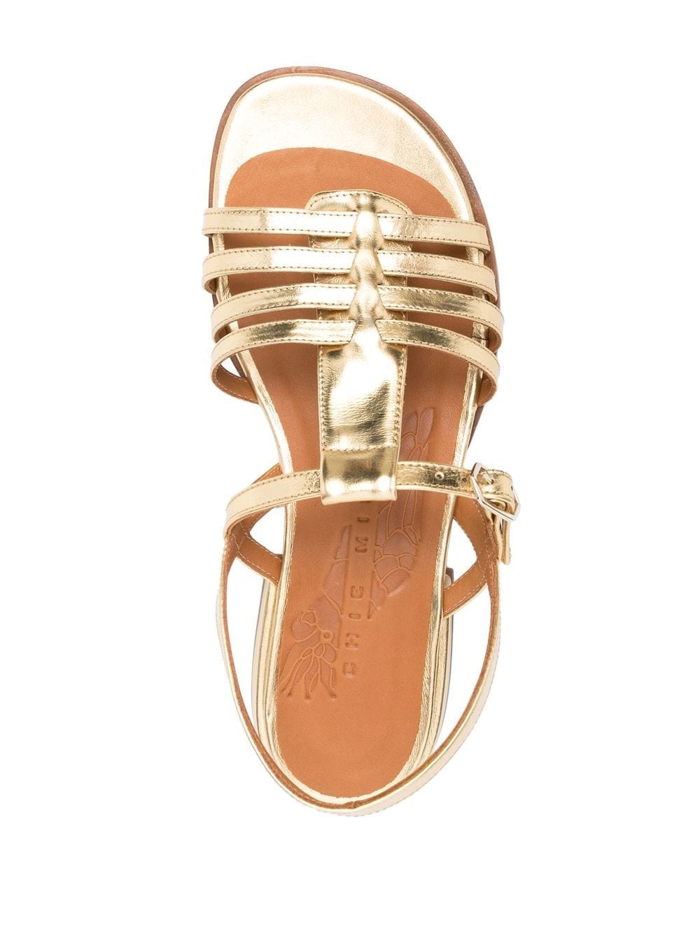 Chie Mihara Wifi Laminated Leather Sandals In Gold | ModeSens