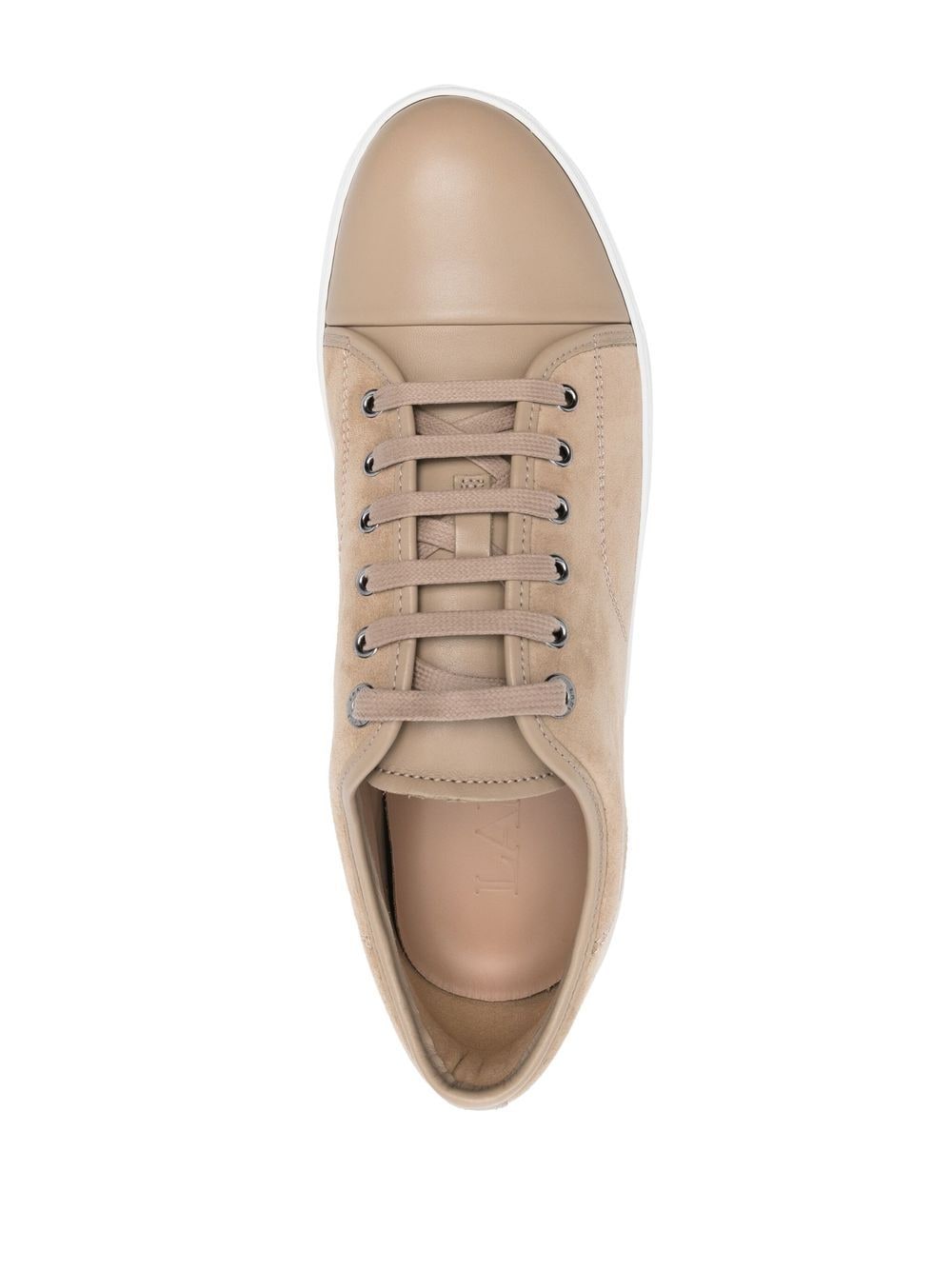 Shop Lanvin Dbb1 Panelled Leather Low-top Sneakers In Neutrals