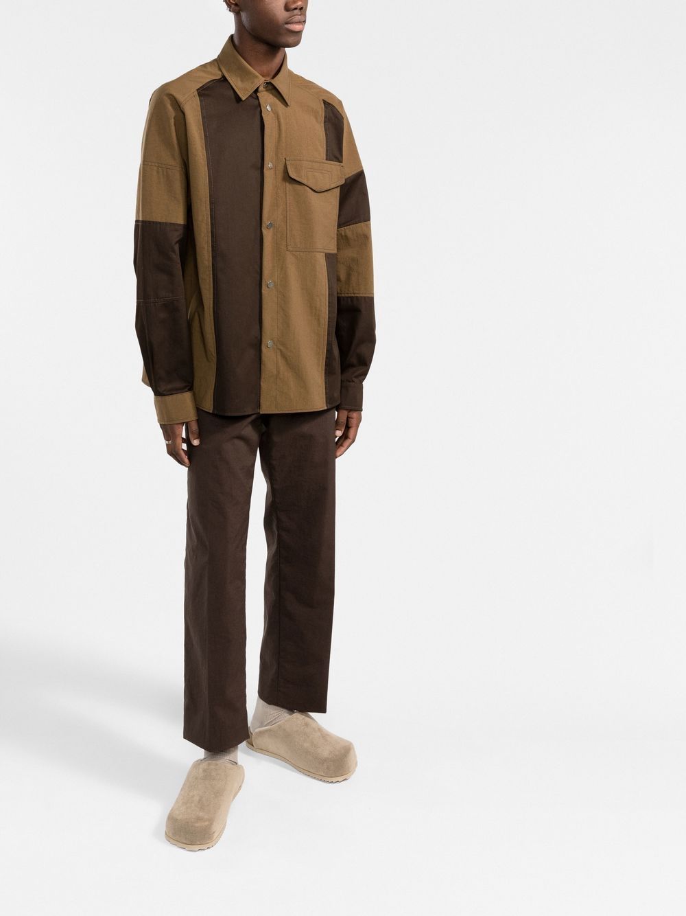 Shop There Was One Panelled Cotton Overshirt In Brown