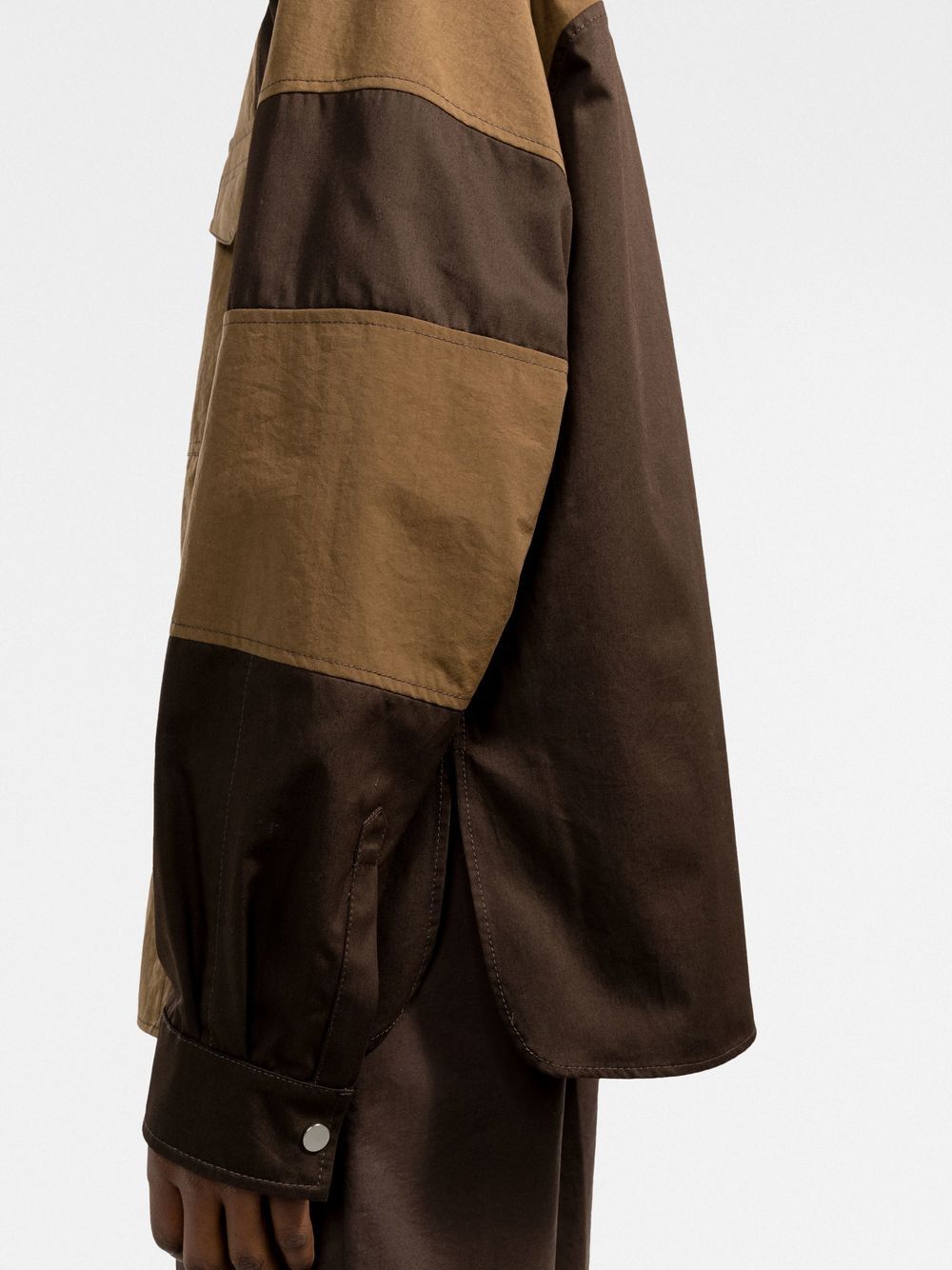 Shop There Was One Panelled Cotton Overshirt In Brown