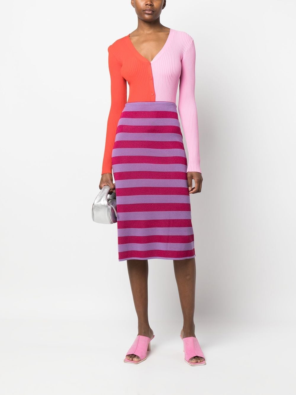 Shop Baum Und Pferdgarten Horizontal-stripe Pencil Skirt In Purple
