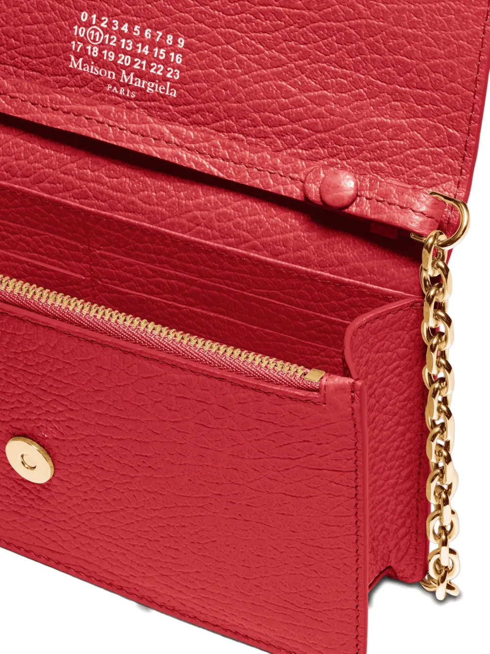 Maison Margiela Chain-embellished Leather Wallet In Red