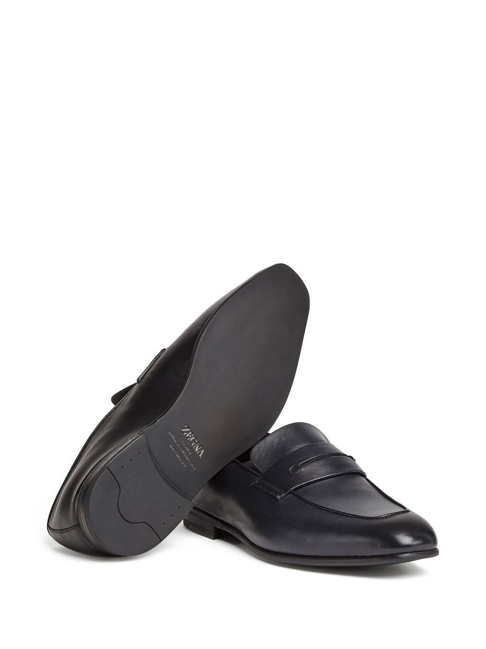 Shop Zegna L'asola Leather Loafers In Black