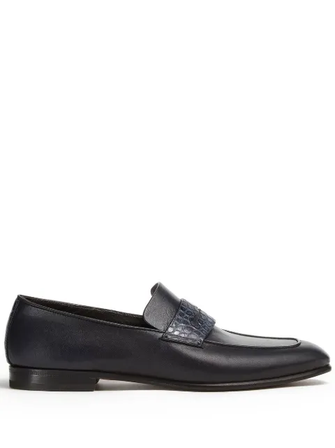 Zegna crocodile-embossed detail loafers