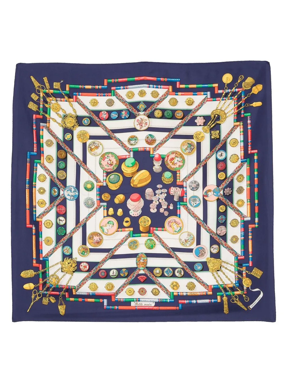 

Hermès pre-owned Petite Mains silk scarf - Blue