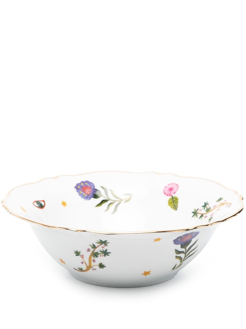 Bitossi Home Floral-print Porcelain Salad Bowl In White