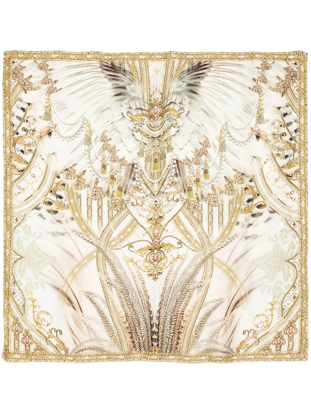 

Camilla graphic-print silk scarf - Brown