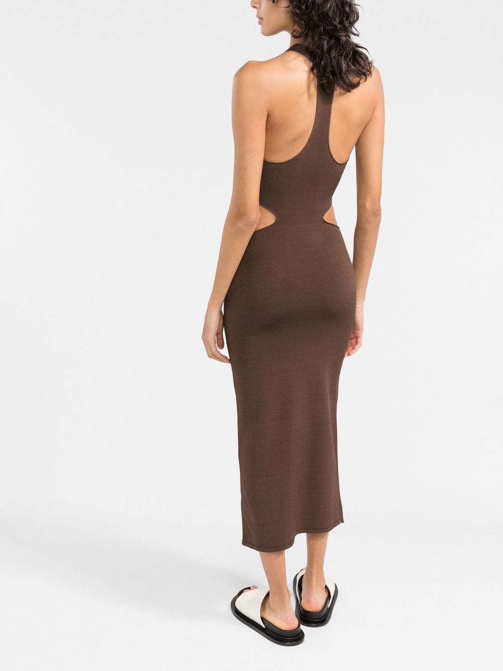 Shop There Was One Cut-out Knitted Midi Dress In Brown