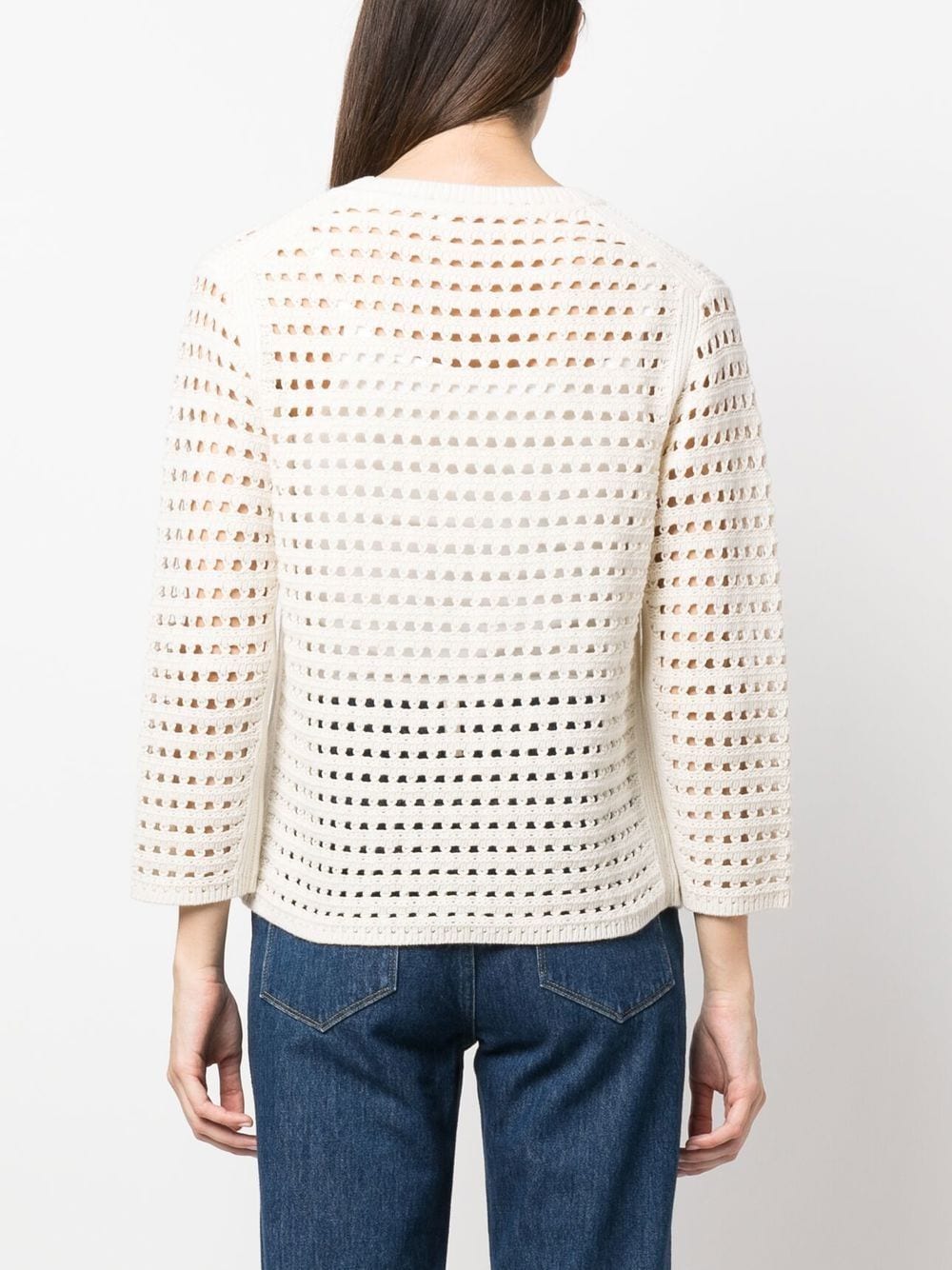 Shop See By Chloé Open-knit Jumper In Weiss