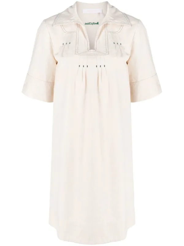 See By Chloé short-sleeve Embroidered Minidress | White | FARFETCH