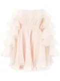 Giambattista Valli off-shoulder ruffled minidress - Neutrals